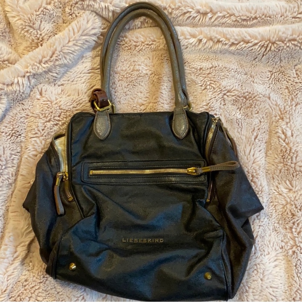 Liebskind multi compartment handbag | zippers | gold tone hardware.